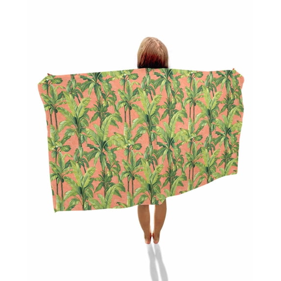 Palm Tree Tropical Beach Towels Oversized Super Absorbent, Pink Summer Green Botanical Lightweight Bath Towel Quick Dry Sets For Bathroom/Pool/Rv Camping/Beach Play/Gym Room/Picnic 23"x47"