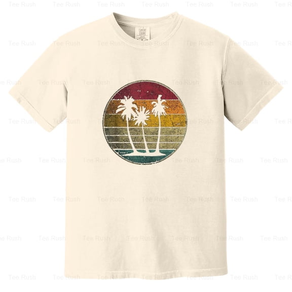 Palm Tree Tropical Beach Vintage Retro 70s 80s Gift Summer, Vacation, Comfort Color T-Shirt Unisex, up to 4XL