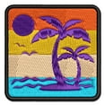 thumbnail image 1 of Palm Tree Tropical Island Sun Waves Applique Multi-Color Embroidered Iron-On Patch - 3 Inch Medium, 1 of 5