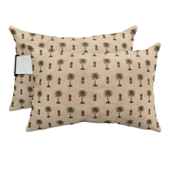 Palm Tree Tropical Outdoor Pillows for Chaise Lounge Chair Beach Headrest Pillow Set of 2 Waterproof Lumbar Pillows with Insert&Adjustable Strap Pineapple Brown Summer Beach Pool Pillow 12"x20"