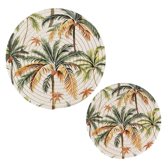Palm Tree Tropical Pot Holders Set Trivets Hot Pads Cotton Mats for Cooking