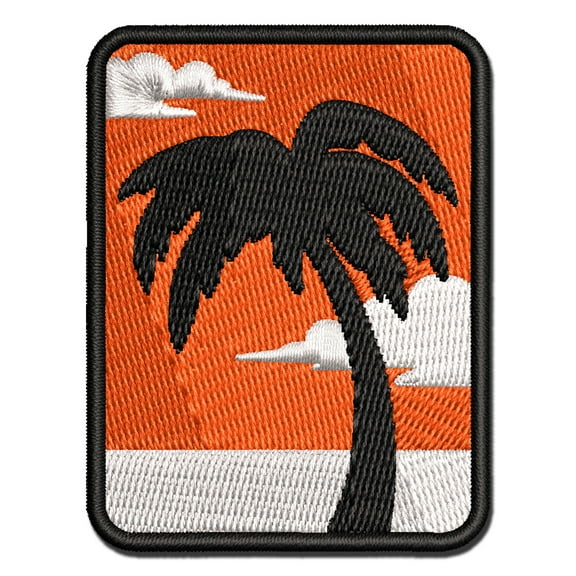 Palm Tree Tropical Solid Applique Multi-Color Embroidered Hook & Loop Patch - 3 Inch Medium