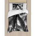 thumbnail image 1 of Palm Tree Twin Size Duvet Cover Set, Palm Tree Silhouette Exotic Plant on Dark Theme Foliages Relaxing in Nature Image, Decorative 2 Piece Bedding Set with 1 Pillow Sham, Black, by Ambesonne, 1 of 3