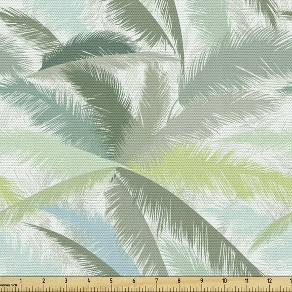Ambesonne Palm Tree Fabric by the Yard Upholstery, Leafy Green Branches, 5 Yards, Multicolor