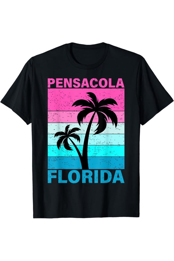 Palm Tree Vintage Family Vacation Florida Pensacola Beach T-Shirt