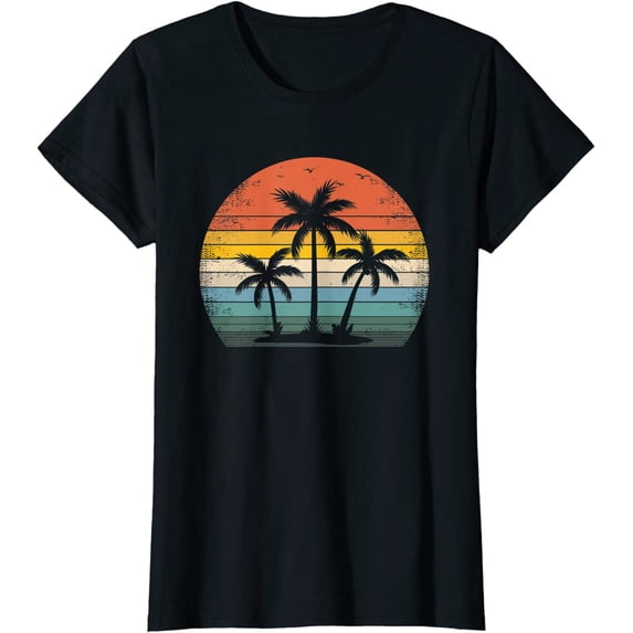 Palm Tree Vintage Retro Style 鈥?Tropical Beach T-Shirt