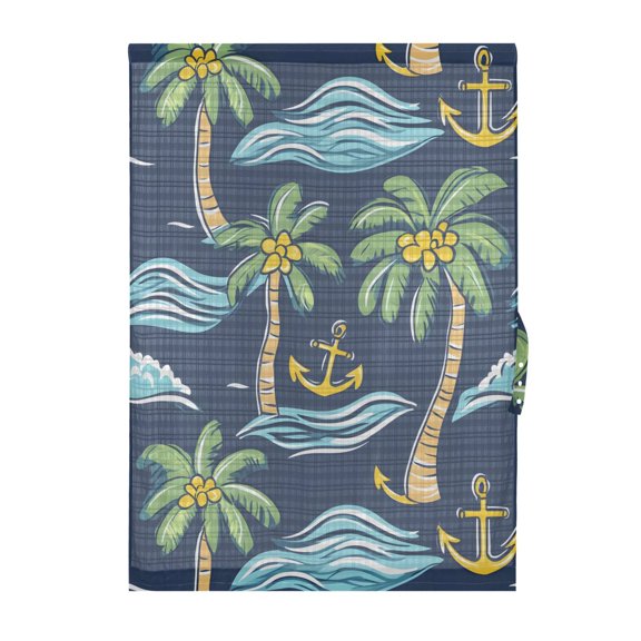 Palm Tree Wave Pattern Door Curtain Sheer Privacy Light Filtering Window Panel 1 Panel 25x40 Inch