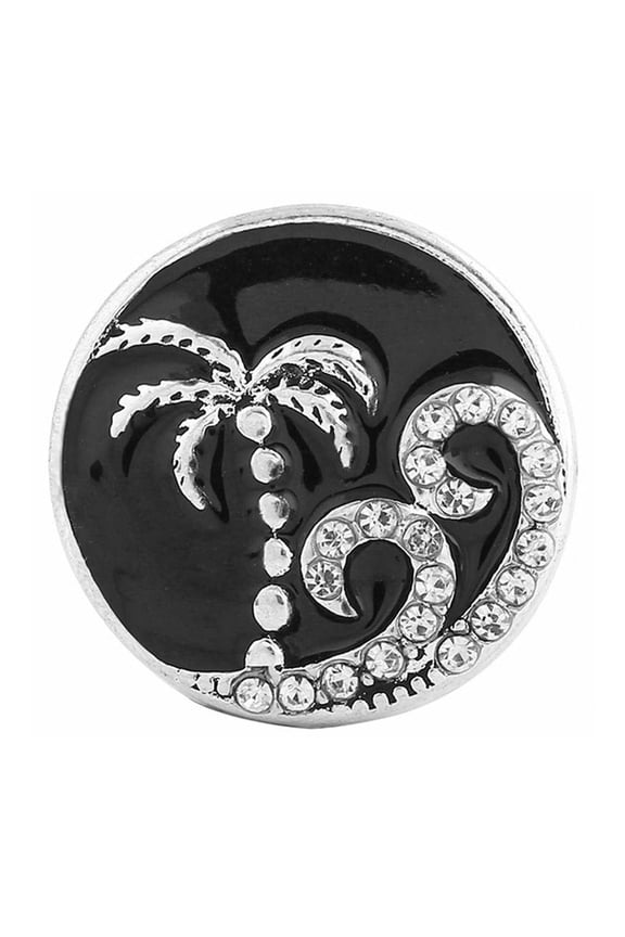 Palm Tree Waves Beach Snap Jewelry Ginger Charm Button, For Interchangeable DIY Customizable Accessories