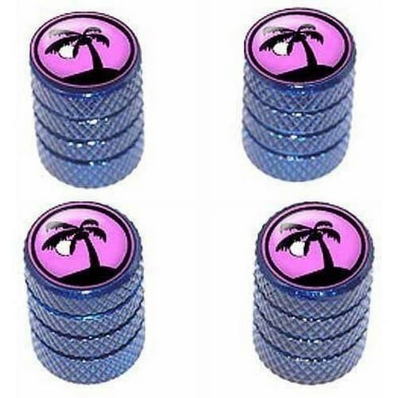 Palm Tree and Moon Sunset Sunrise Tire Rim Wheel Aluminum Valve Stem Caps, Multiple Colors