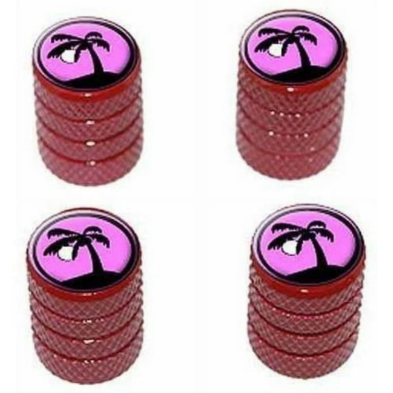 Palm Tree and Moon Sunset Sunrise Tire Rim Wheel Aluminum Valve Stem Caps, Multiple Colors
