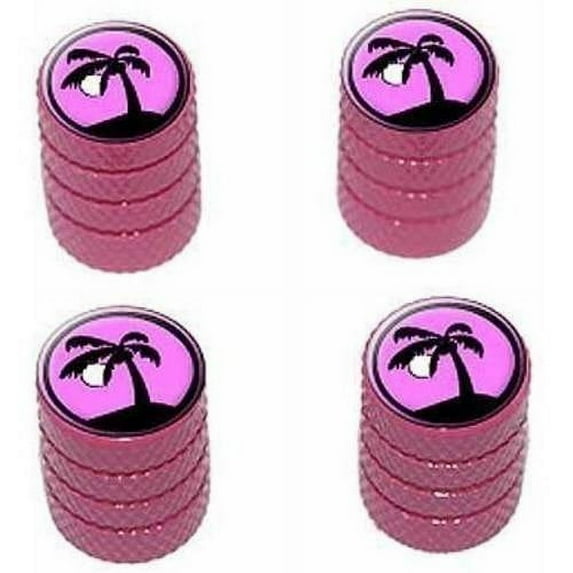 Palm Tree and Moon Sunset Sunrise Tire Rim Wheel Aluminum Valve Stem Caps, Multiple Colors