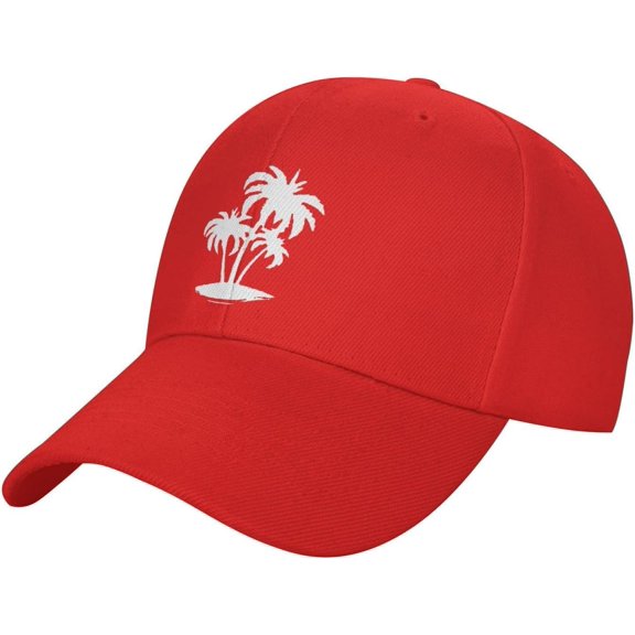 Palm Tree and Tropical Island Adjustable Rear Buckle Cap Baseball Cap Sandwich Cap Truck Driver Cap Peaked Cap