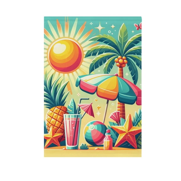 Palm Tree in Summer Garden Flag House Banner 12" x 18" Double Sided Outdoor Yard Decoration