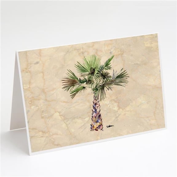 Palm Tree on Marble Background Greeting Cards & Envelopes - Pack of 8