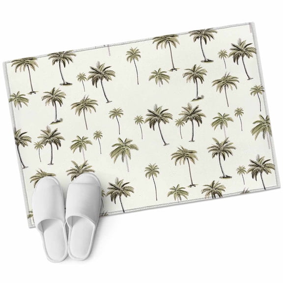 Palm Trees 2'x3' Washable Rug, Green Botanical Summer Tropical Plants Non-Slip Soft Doormat Area Rugs for Entrance Bathroom Bedsides, Carpet for Kitchen Bedroom, Entryway Floor Mat