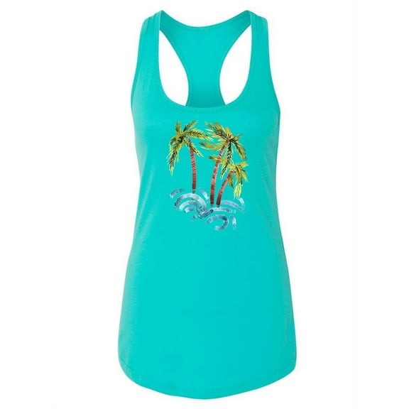 Palm Trees And Waves Racerback Tank Women -Image by Shutterstock, Female x-Large