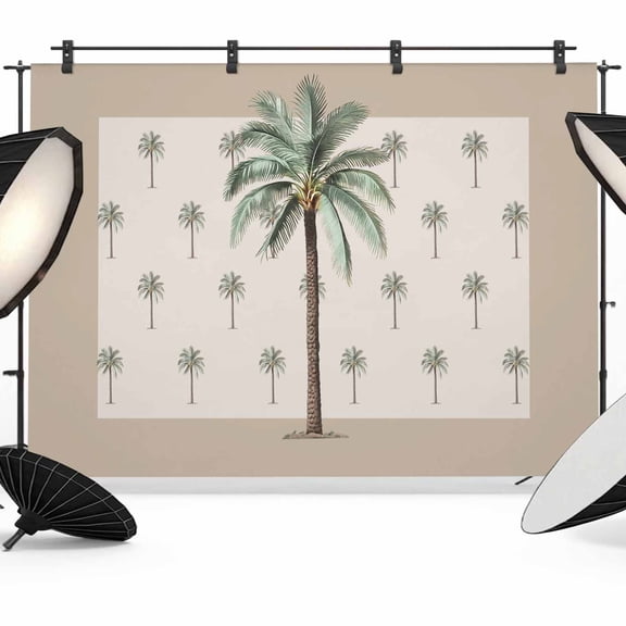 Palm Trees Backdrop for Photoshoot, Photography Photo Studio Background Wall Backdrop, Brown Tropical Plants Summer Green Back Drop Banner Panel for Portraits Wedding Party Live Streaming Decor 7x5Ft