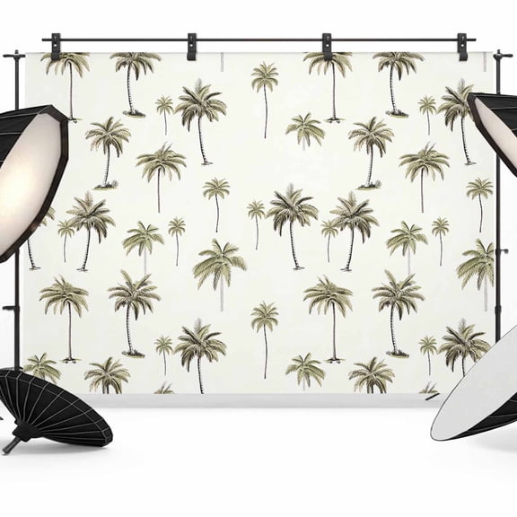 Palm Trees Backdrop for Photoshoot,Photography Photo Studio Background Wall Backdrop,Green Botanical Summer Tropical Plants Back Drop Banner Panel for Portraits Wedding Party Live Streaming 10x8Ft