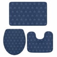 thumbnail image 1 of Palm Trees Bathroom Rugs Set Retro Luxury Dark Blue Palm Tree Blue Texture Non Slip Absorbent Soft Bath Mats 3 Piece Set with Bathroom Rug, U-Shaped Floor Mat, Toilet Seat Cover Small Size, 1 of 9