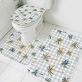 thumbnail image 1 of Palm Trees Bathroom Rugs Set Summer Tropical Plant Non Slip Absorbent Soft Bath Mats 3 Piece Set with Bathroom Rug, U-Shaped Floor Mat, Toilet Seat Cover Large Size, 1 of 9