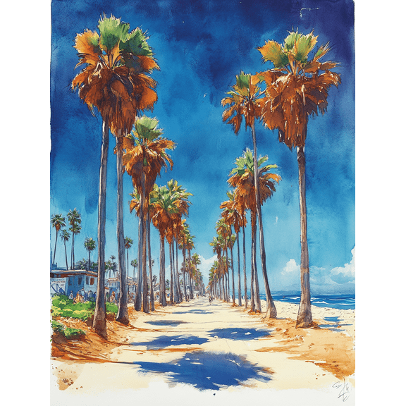Palm Trees Beach Scene Canvas Painting Suitable for Living Roomand Beach House Decor