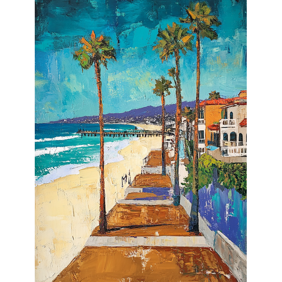 Palm Trees Beach Walkway Canvas Art PrintSuitable for Living RoomBedroomBathroomOfficeHotel Decoration