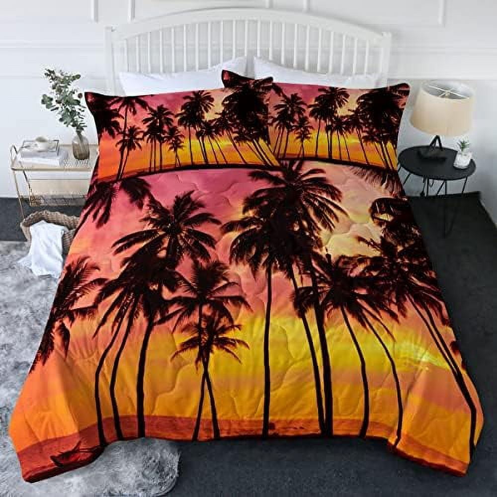 Palm Trees Bedding Comforter Set 3D Print Pattern Tropical Comforter