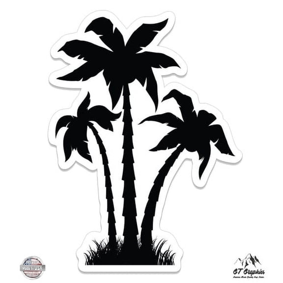 Palm Trees Black Cute - 8" Vinyl Sticker - For Car Laptop I-Pad - Waterproof Decal