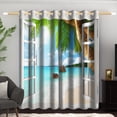 thumbnail image 1 of Palm Trees Blackout Curtains For Living Room, Room Darkening Grommet Curtains, White Window View, 42"x63", 2 Panel, 1 of 6