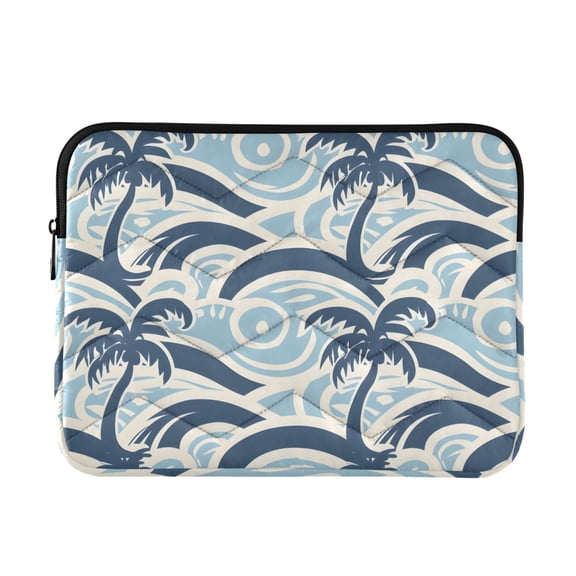 Palm Trees Blue Wavy Quilted Laptop Protective Cases Computer Sleeves Tablet Bags Briefcases L