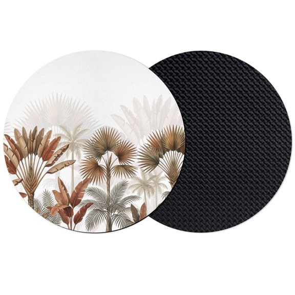 Palm Trees Brown Coasters Set of 2, Absorbent Coasters for Drinks, Tropical Summer Botanical Seaside Coaster for Desk Coffee Table Protection, Home Decor House Warming Gifts 4"