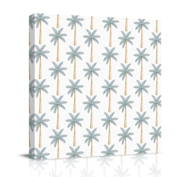 Palm Trees Canvas Wall Art for Living Room, Summer Modern Tropical Grey Blue Trees Poster Print Painting for Bedroom Office Home Decoration Wall Pictures Prepare To Hang 8"x8"