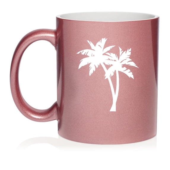 Palm Trees Ceramic Coffee Mug Tea Cup Gift for Her, Him, Friend, Coworker, Wife, Husband (11oz Rose Gold)