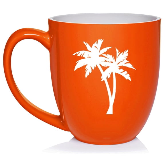 Palm Trees Ceramic Coffee Mug Tea Cup Gift for Her, Him, Friend, Coworker, Wife, Husband (16oz Orange)