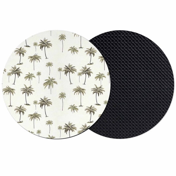 Palm Trees Coasters Set of 2, Soft Absorbent Coasters for Drinks, Green Botanical Summer Tropical Plants Non-Slip Cup Coaster Mat with Rubber Bottom for Home Kitchen Desk Coffee Bar Table Decor 4"