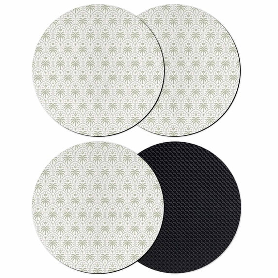 Palm Trees Coasters Set of 4, Absorbent Coasters for Drinks, Summer Tropical Coconut Trees Plants Green Coaster for Desk Coffee Table Protection, Home Decor House Warming Gifts 4"
