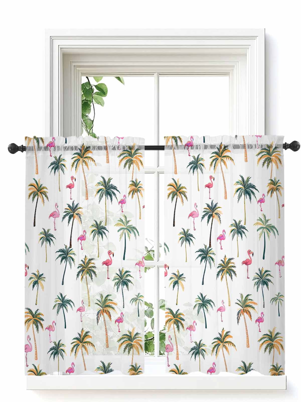 Palm Trees Curtains 45 Inch Length, Sheer Curtains for Bedroom Living ...
