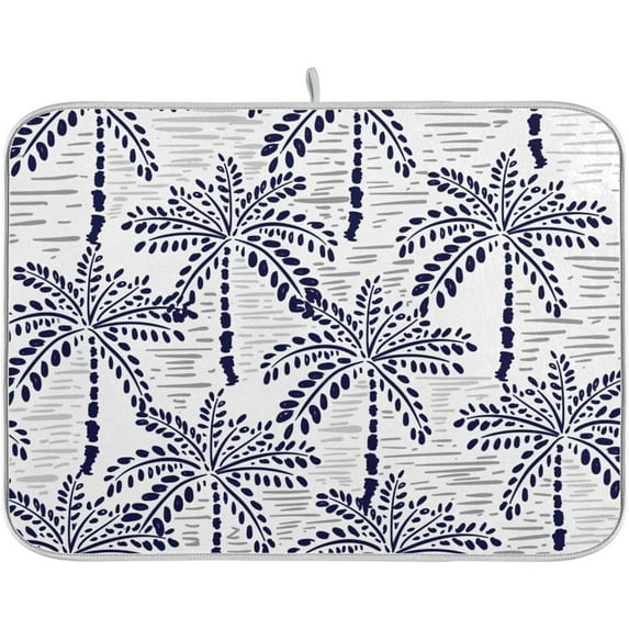 Palm Trees Dish Drying Mat for Kitchen Counter, Ultra Absorbent Reversible Microfiber Dishes Drying Rack Pad Heat-resistant Mats 18x24in