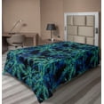 thumbnail image 1 of Ambesonne Palm Trees Flat Bedding Sheet Soft Top Sheet, Psychedelic Trippy Woods, Twin XL, Shamrock Green Sea Blue, 1 of 1