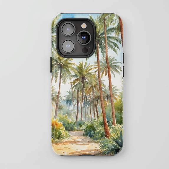 Palm Trees For All iPhone Series Tough Phone Case Watercolor Tropical