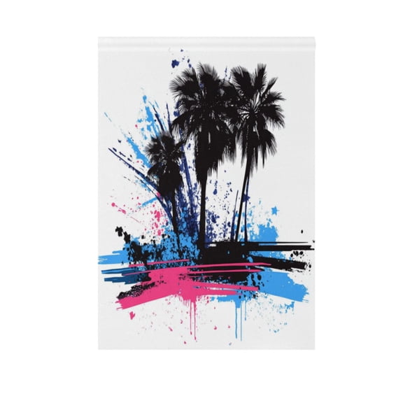 Palm Trees Graffiti Garden Flag Double Sided Outdoor Banners Yard Flags for Garden Home Holiday Decorations