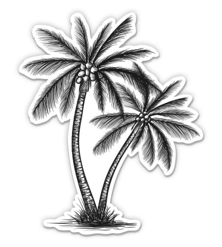 Palm Trees Island Tropical Vintage Drawing Style - 5