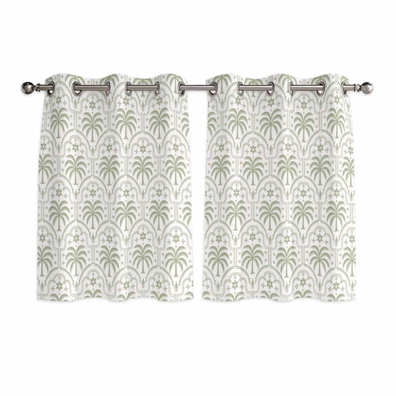 Palm Trees Kitchen Curtains Window Panels, Summer Tropical Coconut Trees Plants Green Insulated Window Treatment Curtain, Grommet Curtains for Bedroom/Living Room/Bathroom, 2 Piece 42"Wx54"L