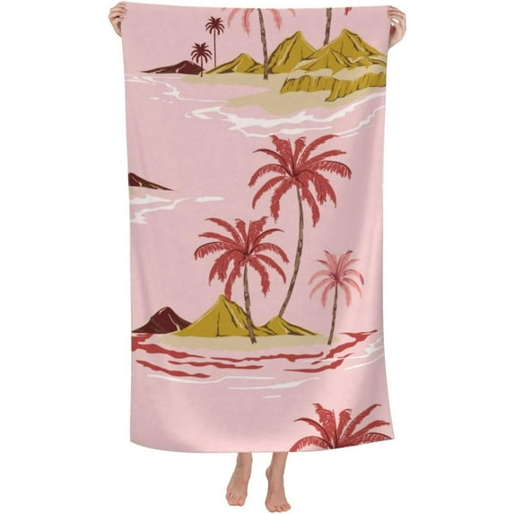 Palm Trees Large Beach Towel - Plush Thick Cotton Pool Towel, Adult Beach Towels