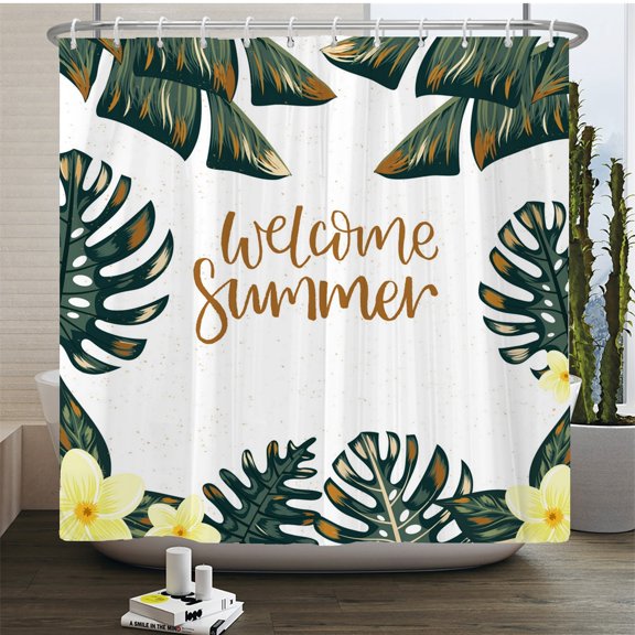 Palm Trees Leaves Shower Curtain Bathroom Waterproof Polyester Shower Curtain Printing Curtains for Bathroom Shower with