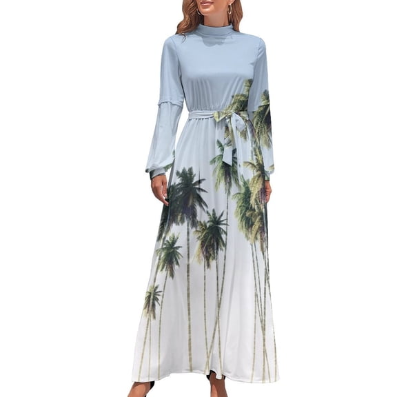 Palm Trees Long Dress Beachwear summer dresses ladies 2024