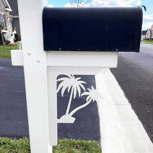 Palm Trees Mailbox and Decorative PVC Porch Bracket, Mailbox Decor, Beach Coastal Theme, 16 Inch, Made in USA$$Garden & Patio