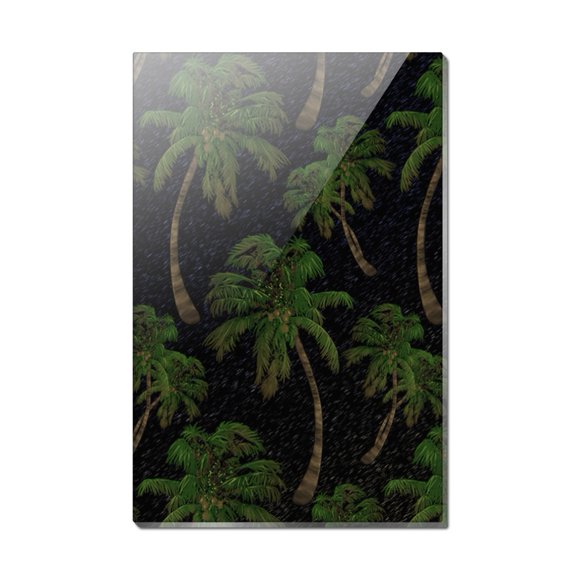 Palm Trees Night Sky Pattern Rectangle Acrylic Fridge Refrigerator Magnet