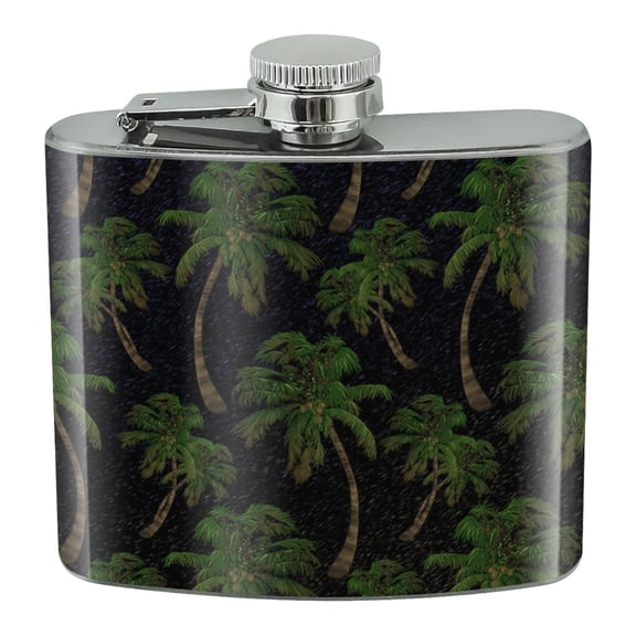 Palm Trees Night Sky Pattern Stainless Steel 5oz Hip Drink Kidney Flask