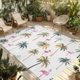 thumbnail image 1 of Palm Trees Outdoor Rug 6x9 Ft - Reversible Patio Rug Outdoor Camping Rugs, Watercolor Tropical Flamingo Summer Washable Indoor Outdoor Area Rugs, Non-Slip Outdoor Carpet Runner for Deck/Porch, 1 of 8